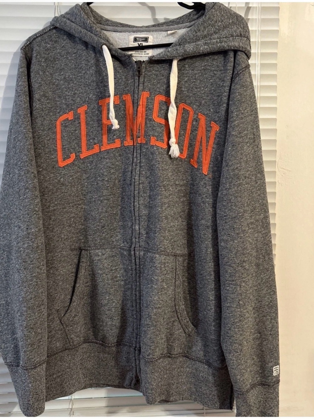 Clemson University Gray Zip Hoodie with Orange Lettering